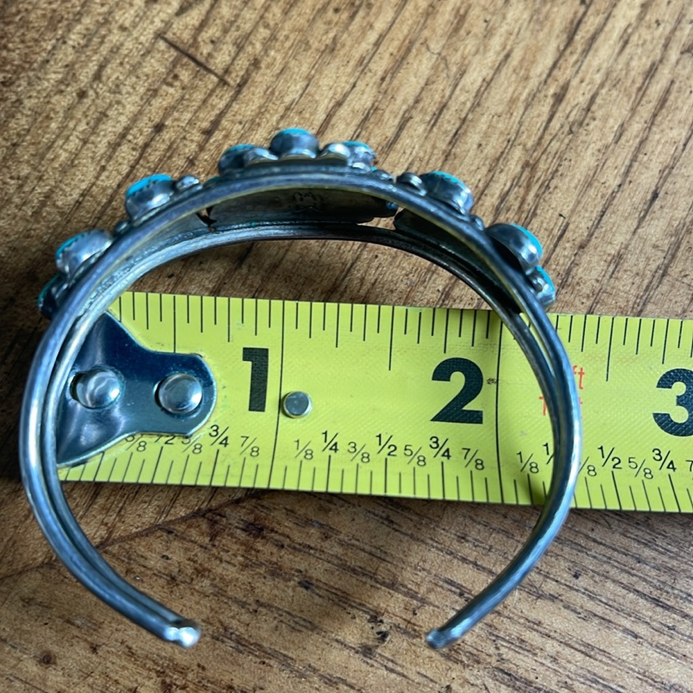 Vintage ZUNI TRIBE Turquoise Cuff Bracelet | small wrist - Picture 8 of 9